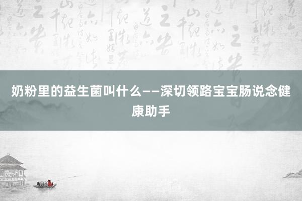 奶粉里的益生菌叫什么——深切领路宝宝肠说念健康助手